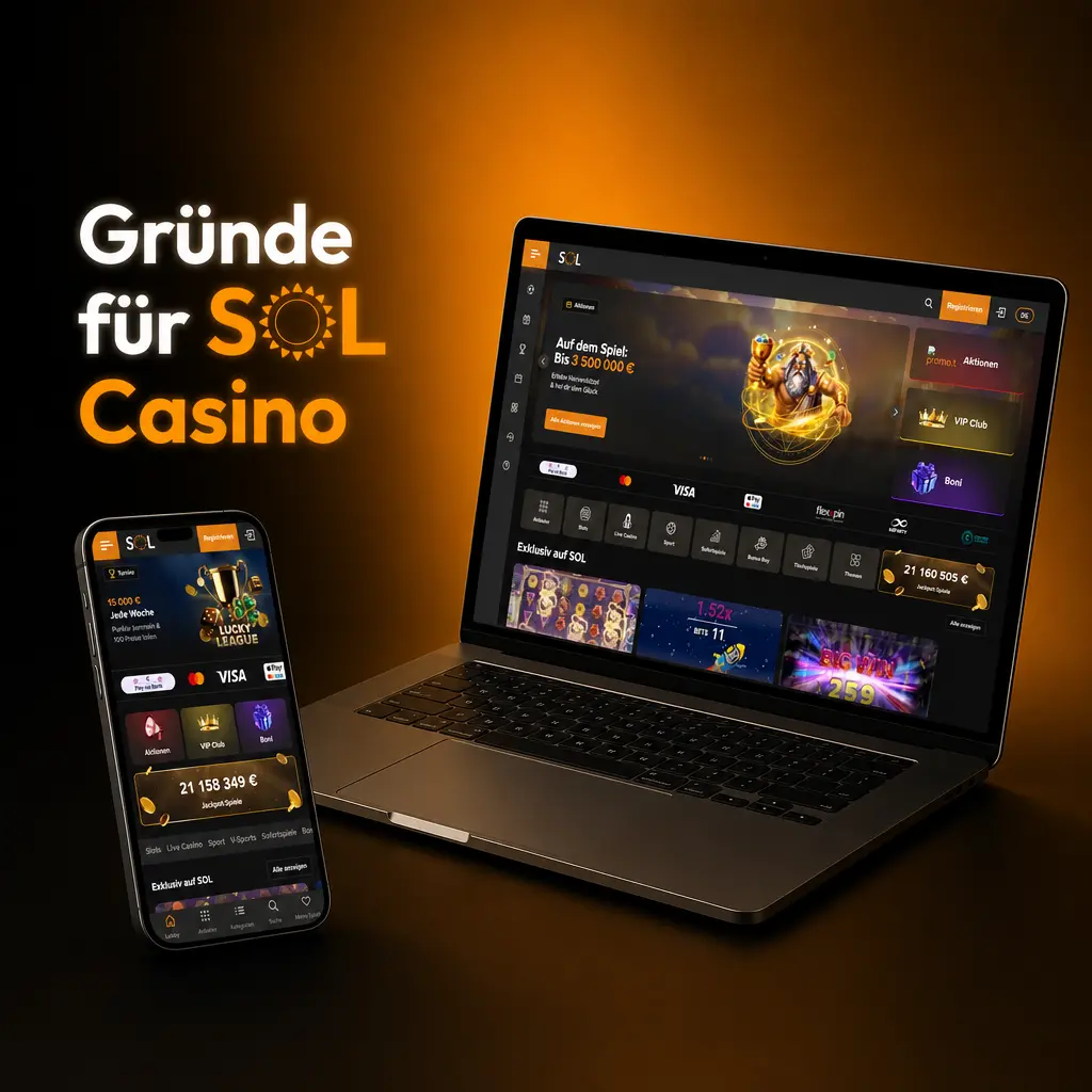 SOL Casino: Über 5.000 Spiele, Sportwetten, Willkommensbonus bis 600 EUR und Krypto-Zahlungen