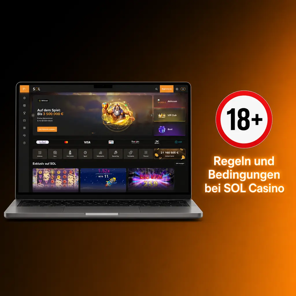 SOL Casino Regeln: Mindestalter 18, ein Konto pro Nutzer, Bonusbedingungen und Kontoprüfung erforderlich