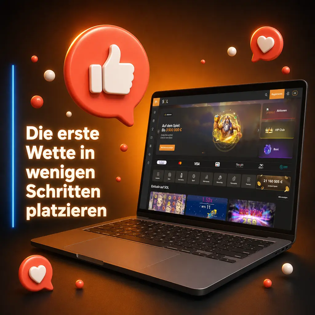 SOL Casino Sportwetten: Erste Wette in wenigen Schritten platzieren – Registrierung, Einzahlung und Tipp abgeben